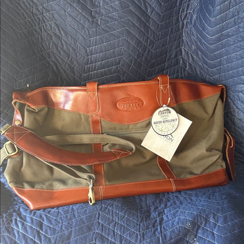 Canyon Leather Men’s Duffle Bag Army Green and Cognac